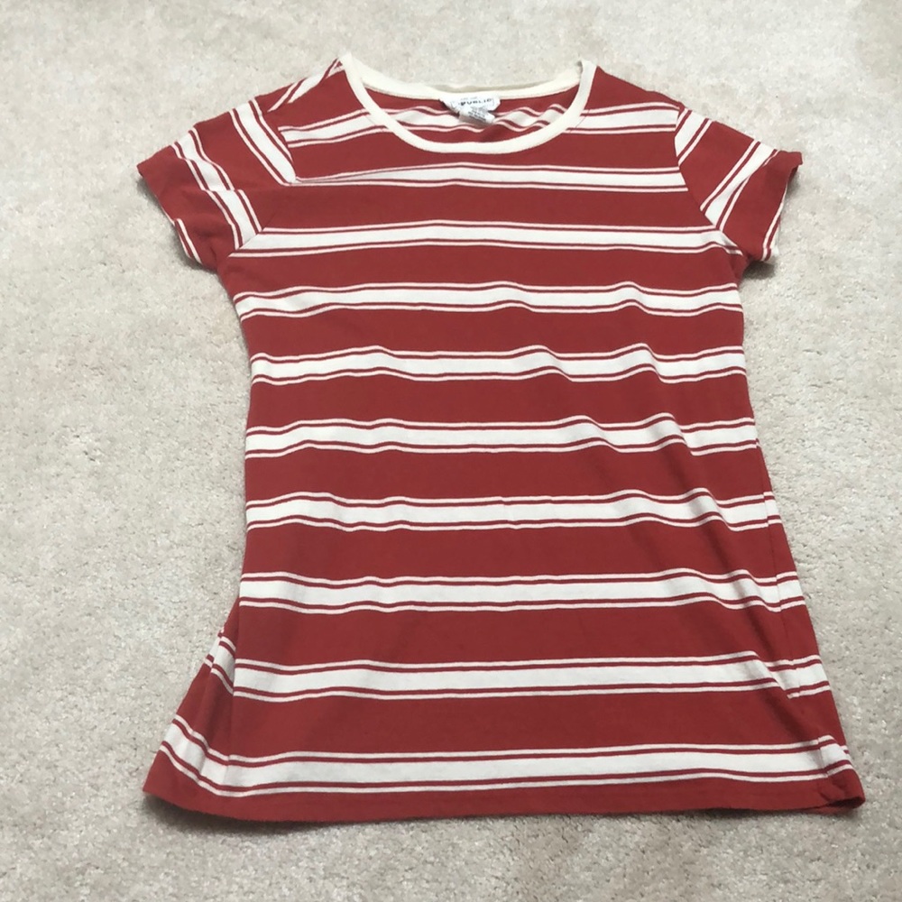 ORANGE AND WHITE STRIPED FOR THE REPUBLIC SHIRT
